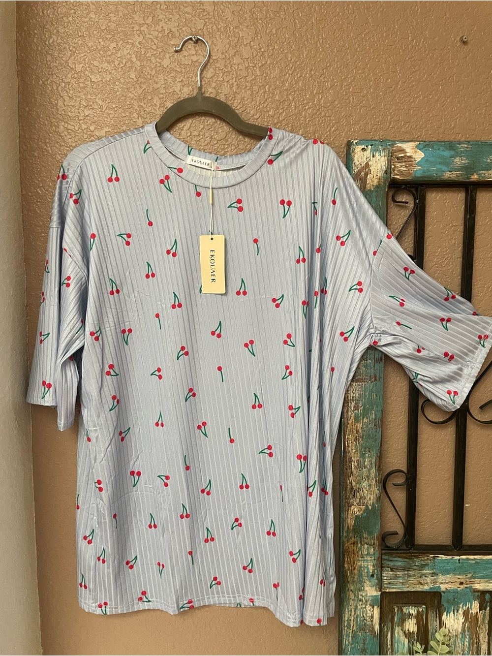 Light Blue SET w/ Cherry Print Tee and Shorts Set
